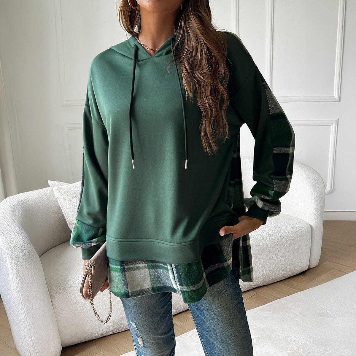 Soren | Women's Oversized Plaid Hoodie with Layered Look