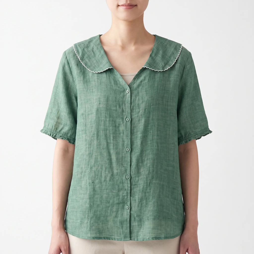 Vintara - Vintage-Inspired Scalloped Collar Summer Blouse