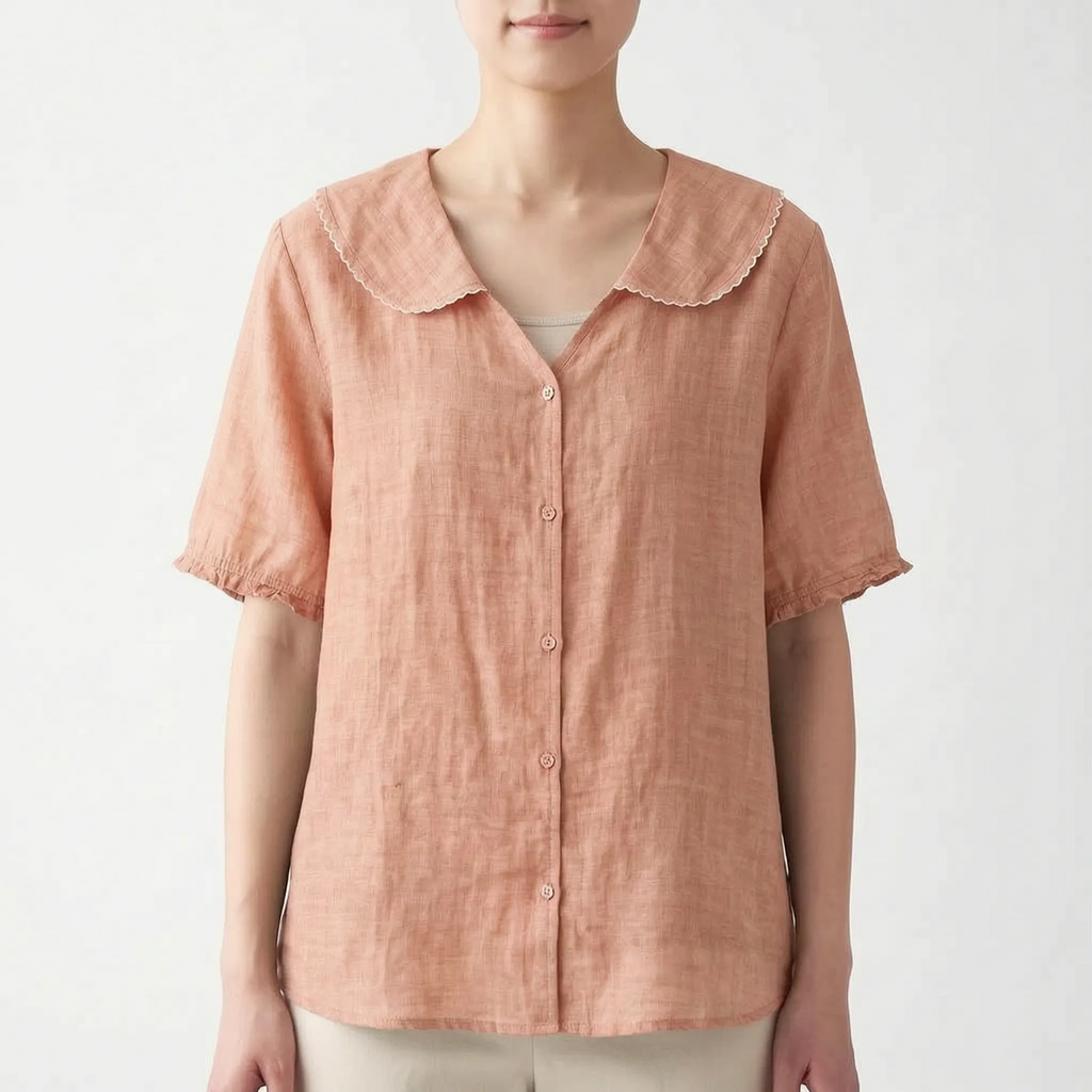 Vintara - Vintage-Inspired Scalloped Collar Summer Blouse