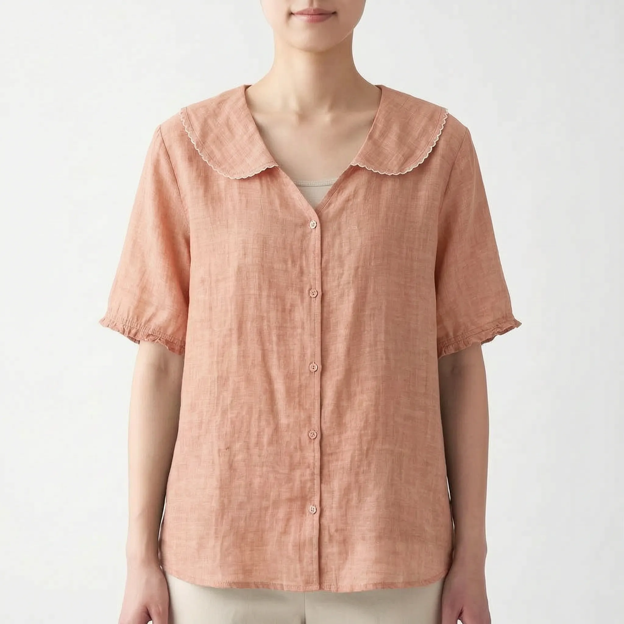Vintara - Vintage-Inspired Scalloped Collar Summer Blouse