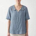 Vintara - Vintage-Inspired Scalloped Collar Summer Blouse