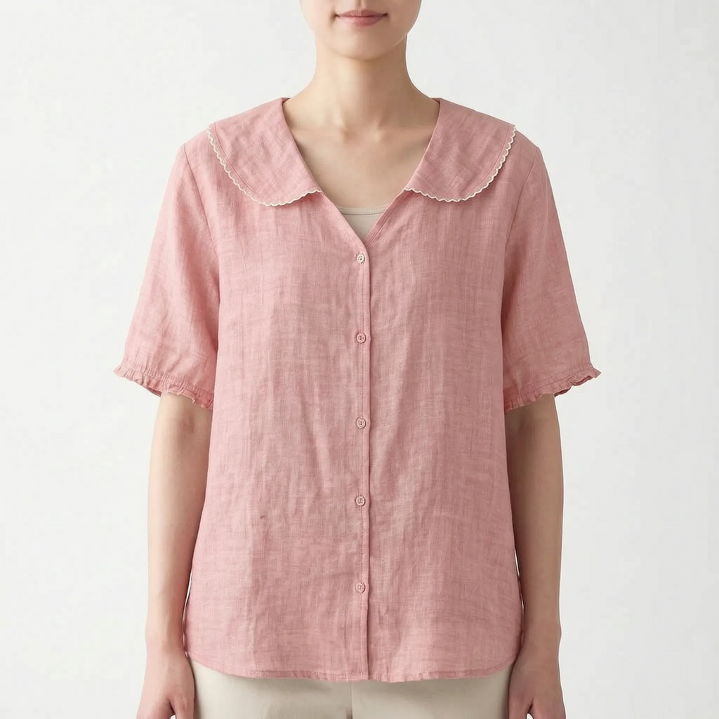Vintara - Vintage-Inspired Scalloped Collar Summer Blouse