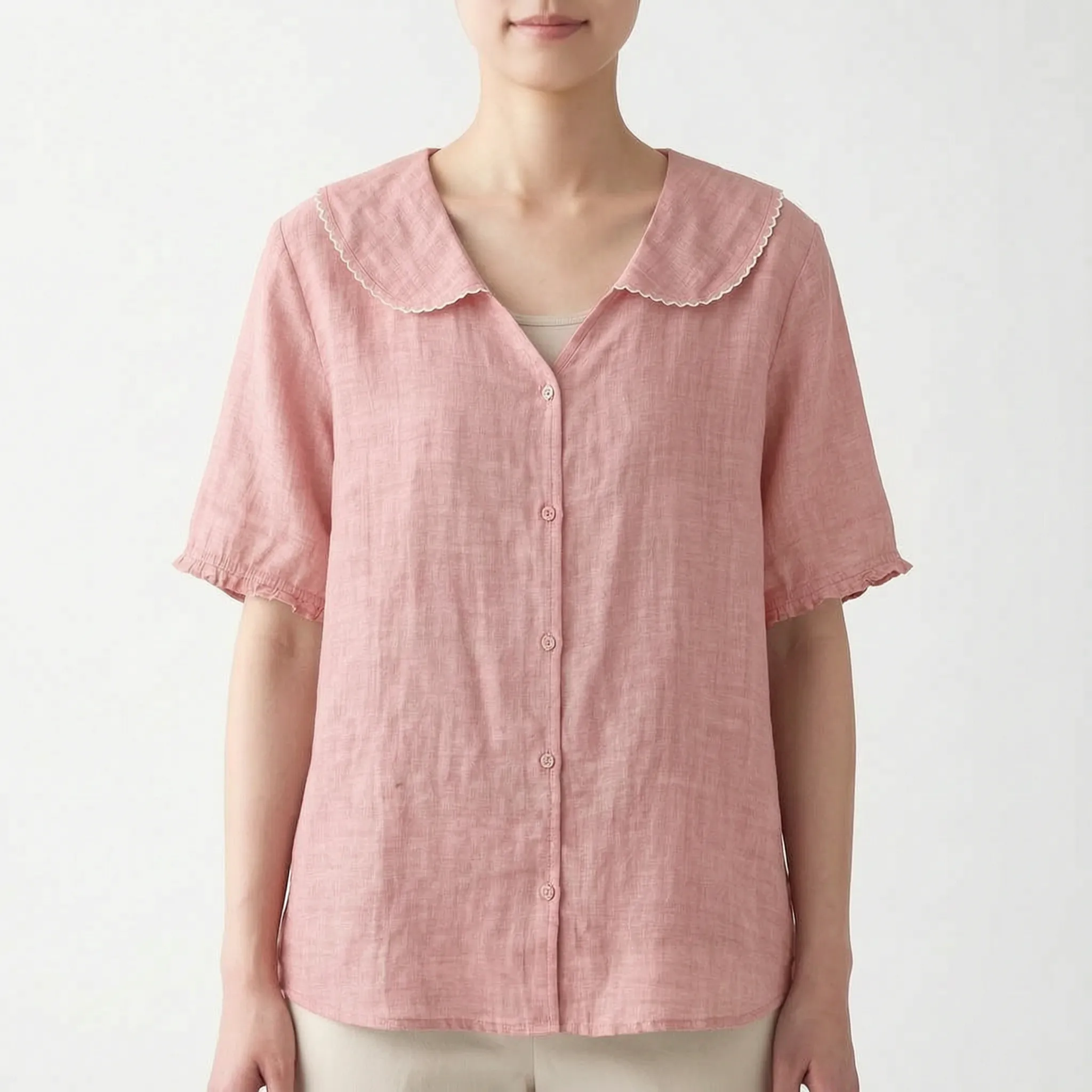 Vintara - Vintage-Inspired Scalloped Collar Summer Blouse