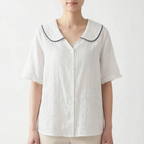 Vintara - Vintage-Inspired Scalloped Collar Summer Blouse
