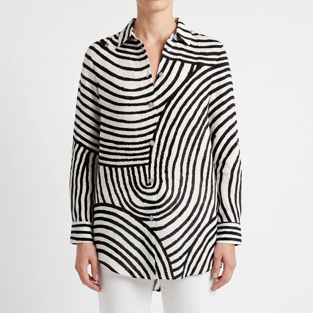 Wavelum - Relaxed Fit Abstract Print Womens Shirt