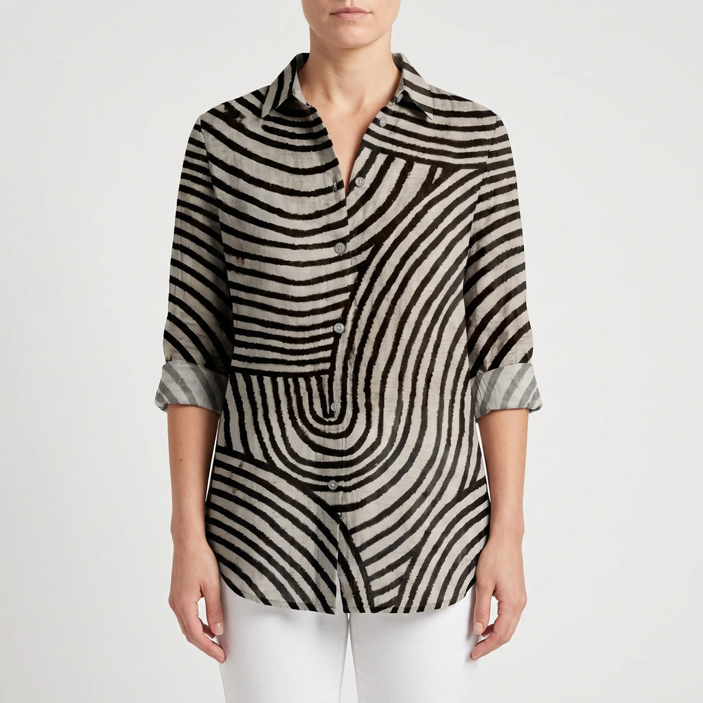 Wavelum - Relaxed Fit Abstract Print Womens Shirt