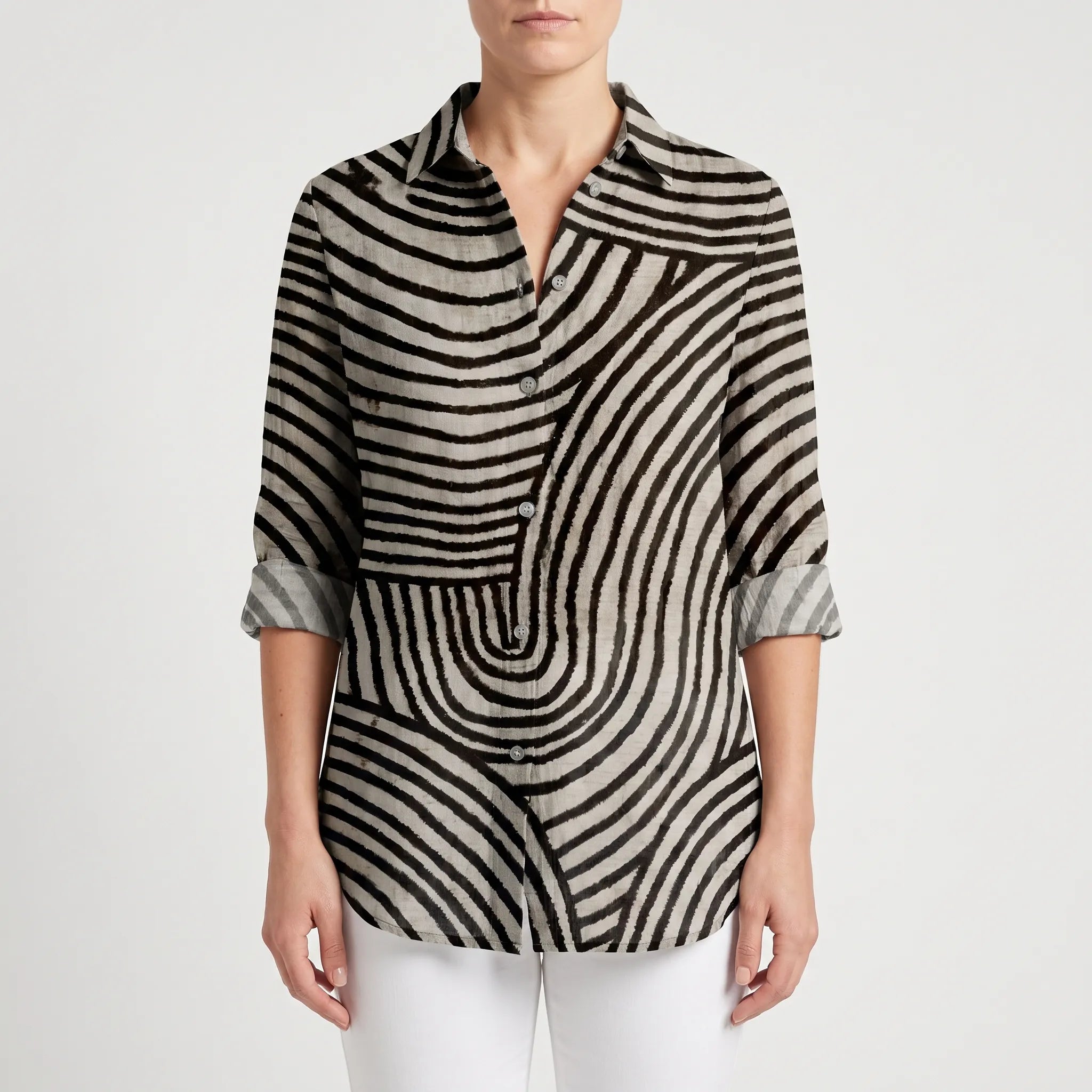 Wavelum - Relaxed Fit Abstract Print Womens Shirt