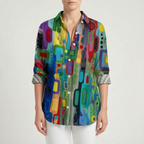 Wavelum - Relaxed Fit Abstract Print Womens Shirt