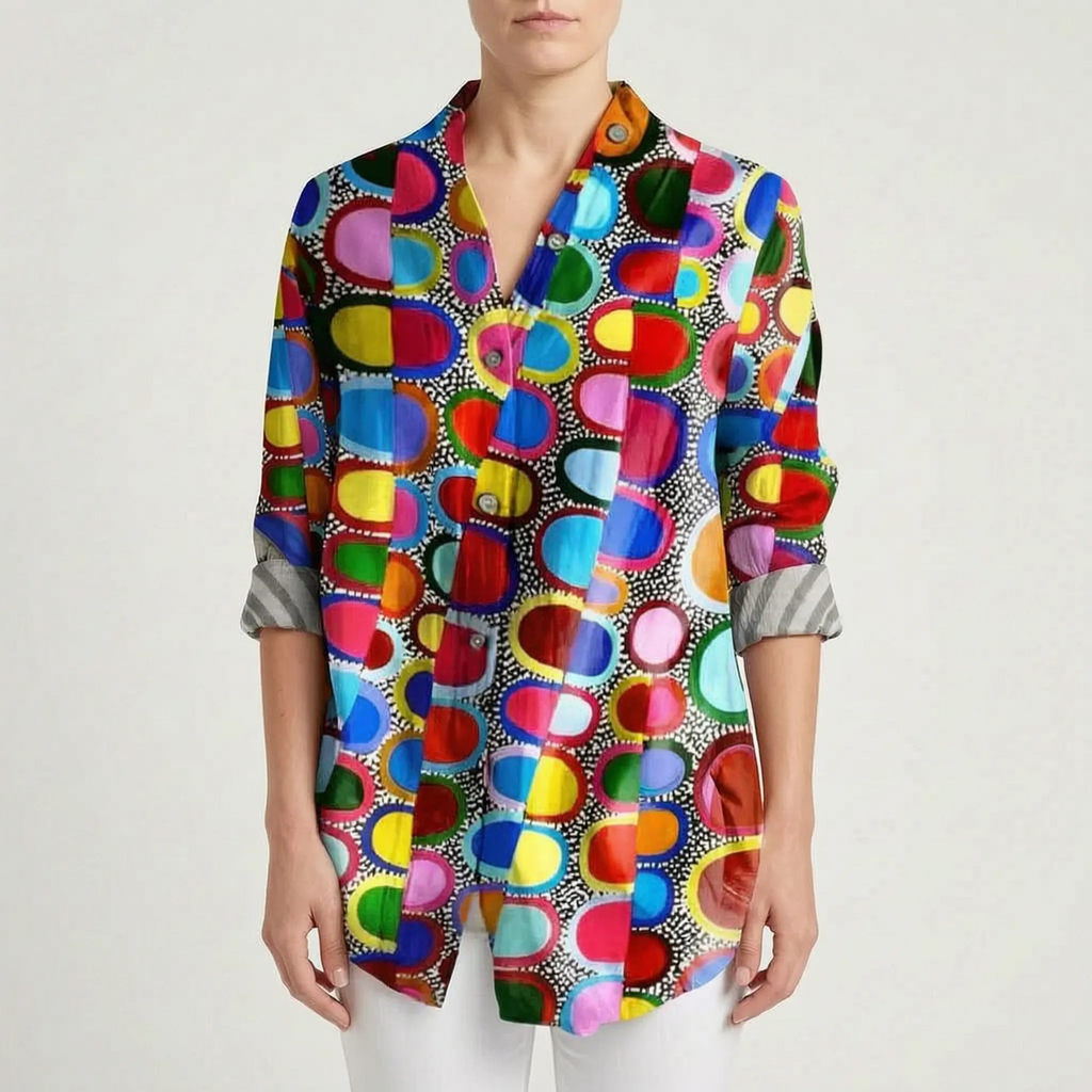 Wavelum - Relaxed Fit Abstract Print Womens Shirt