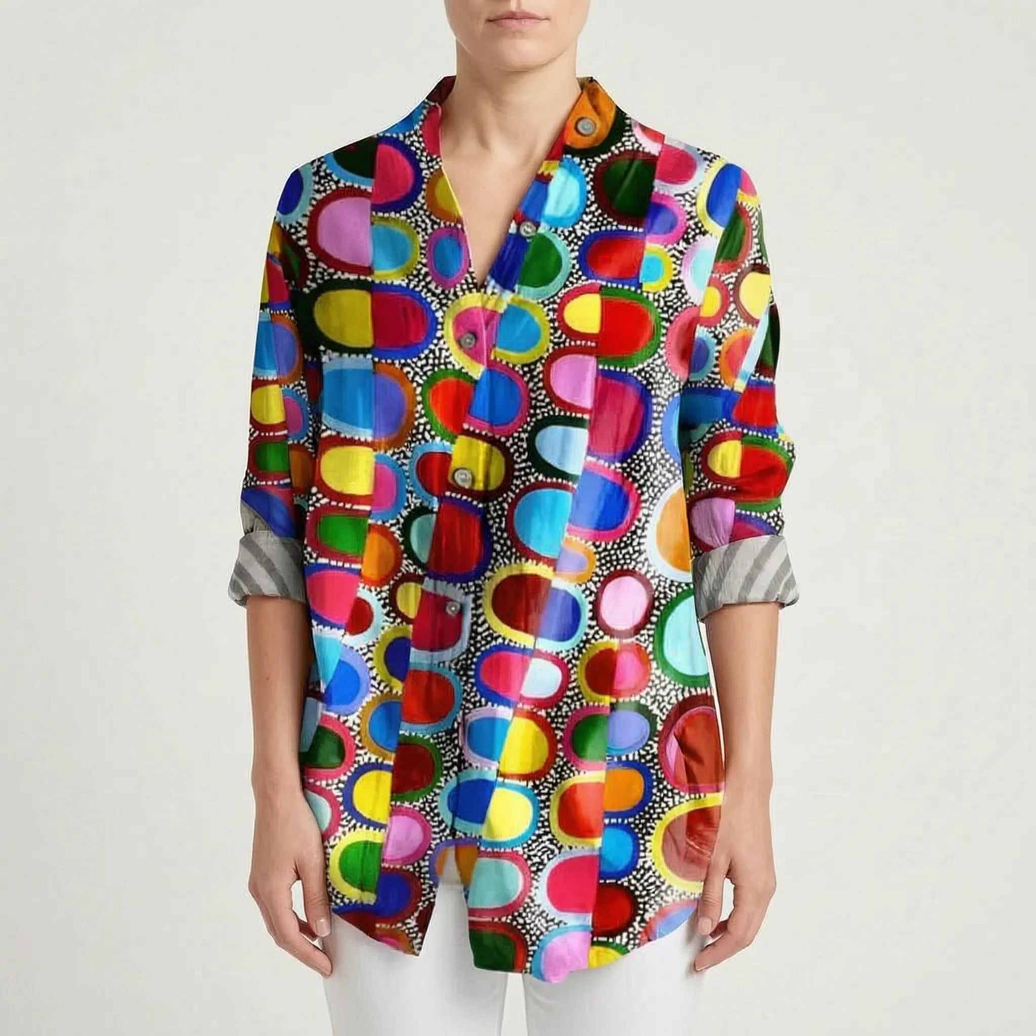 Wavelum - Relaxed Fit Abstract Print Womens Shirt