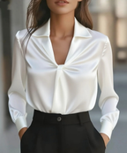 Aurora | Women's Elegant Satin Blouse with Knot Detail