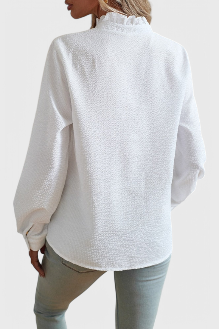 Marlowe | Women's Ruffle Blouse with Button Detail