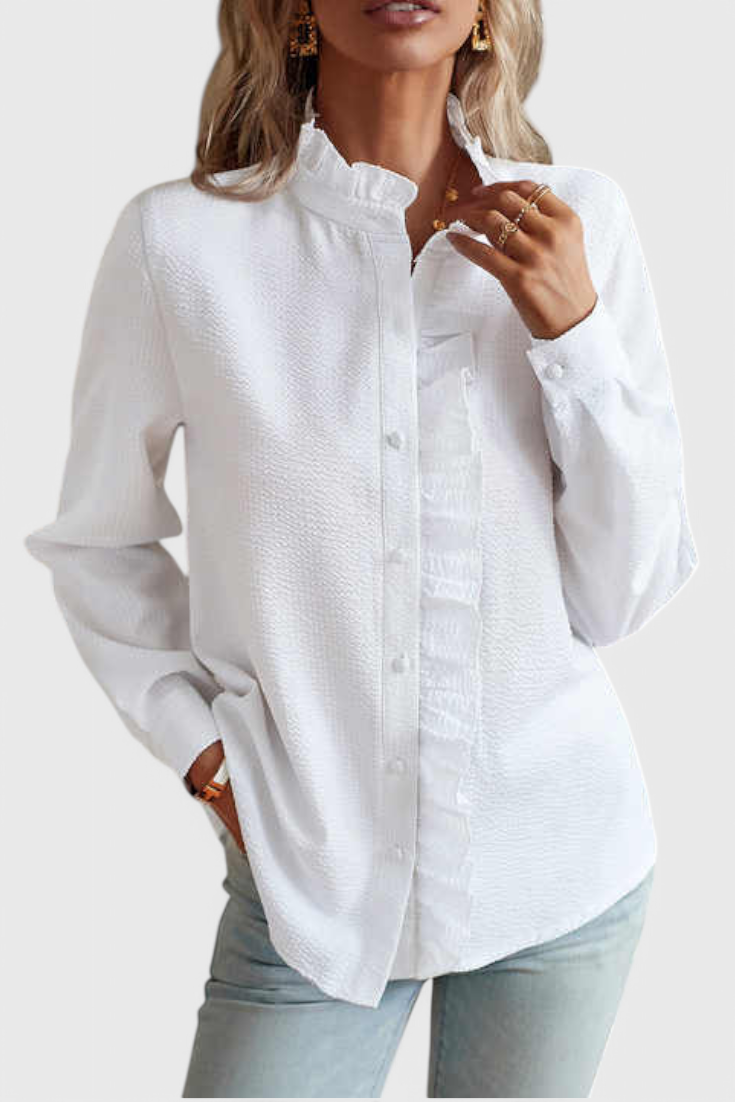 Marlowe | Women's Ruffle Blouse with Button Detail
