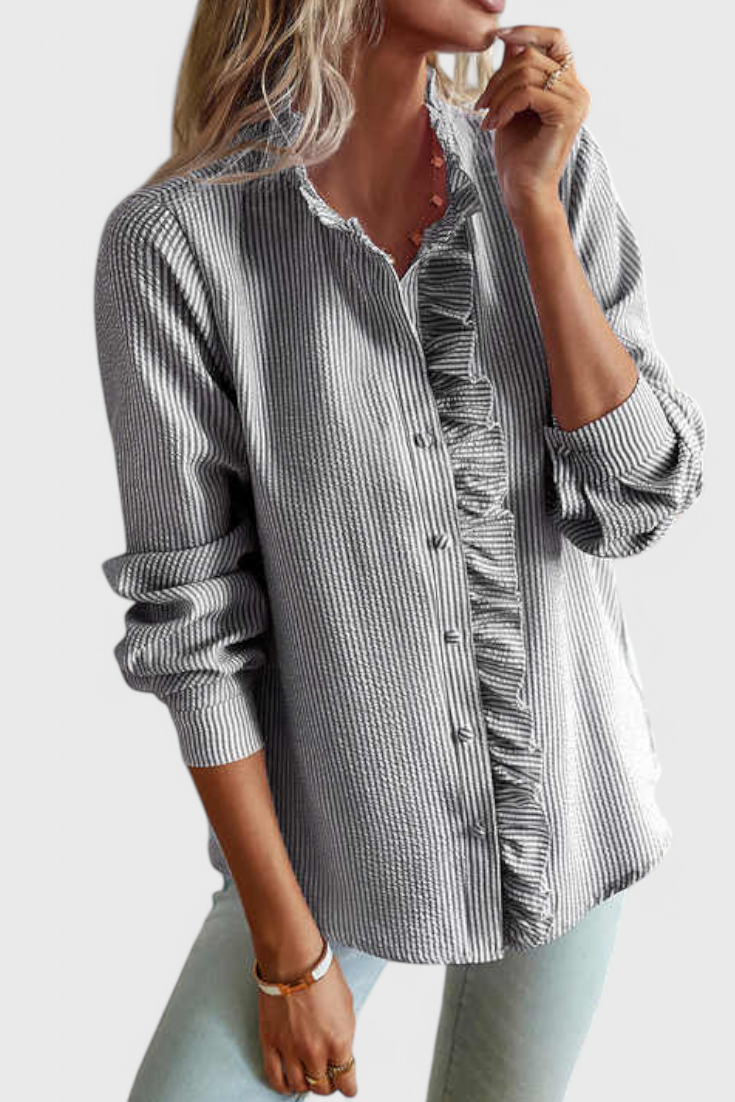 Marlowe | Women's Ruffle Blouse with Button Detail