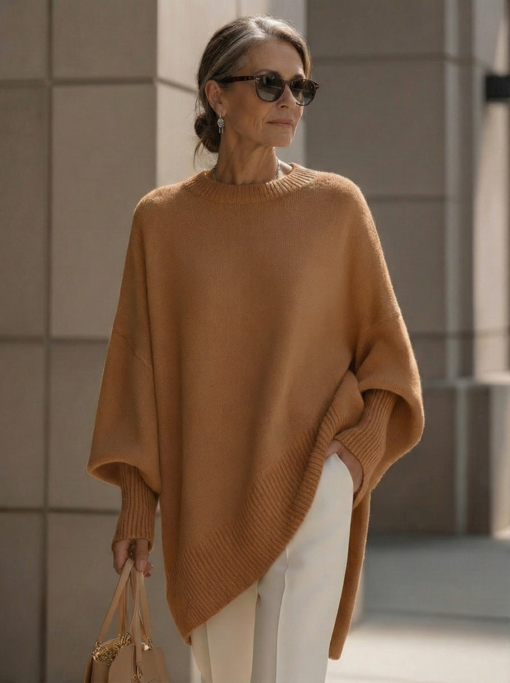 Rowan | Women's Elegant Oversized Knit Poncho Jumper