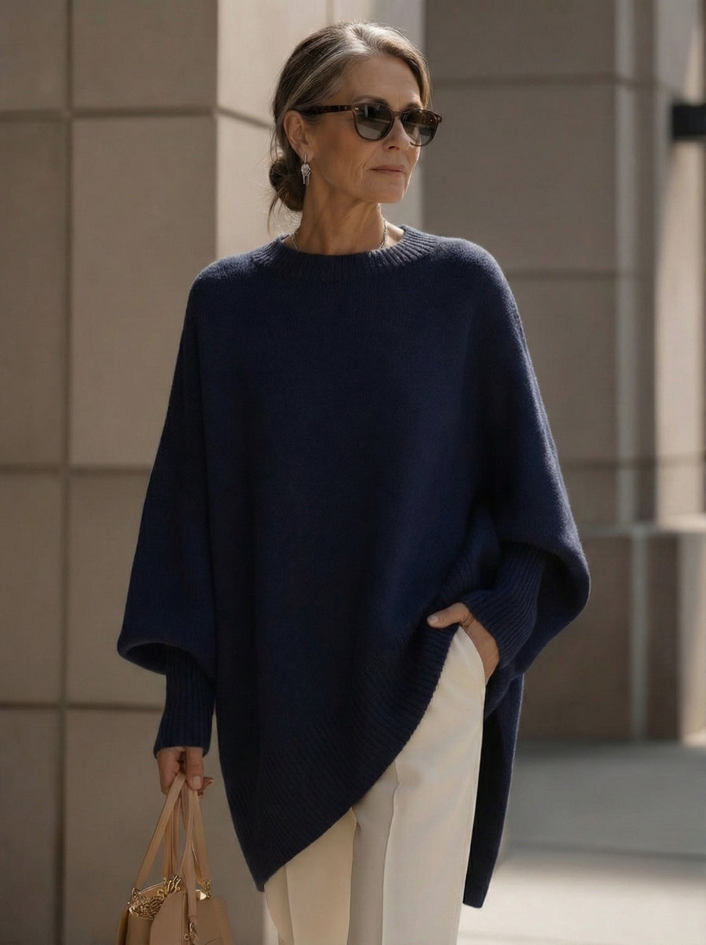 Rowan | Women's Elegant Oversized Knit Poncho Jumper