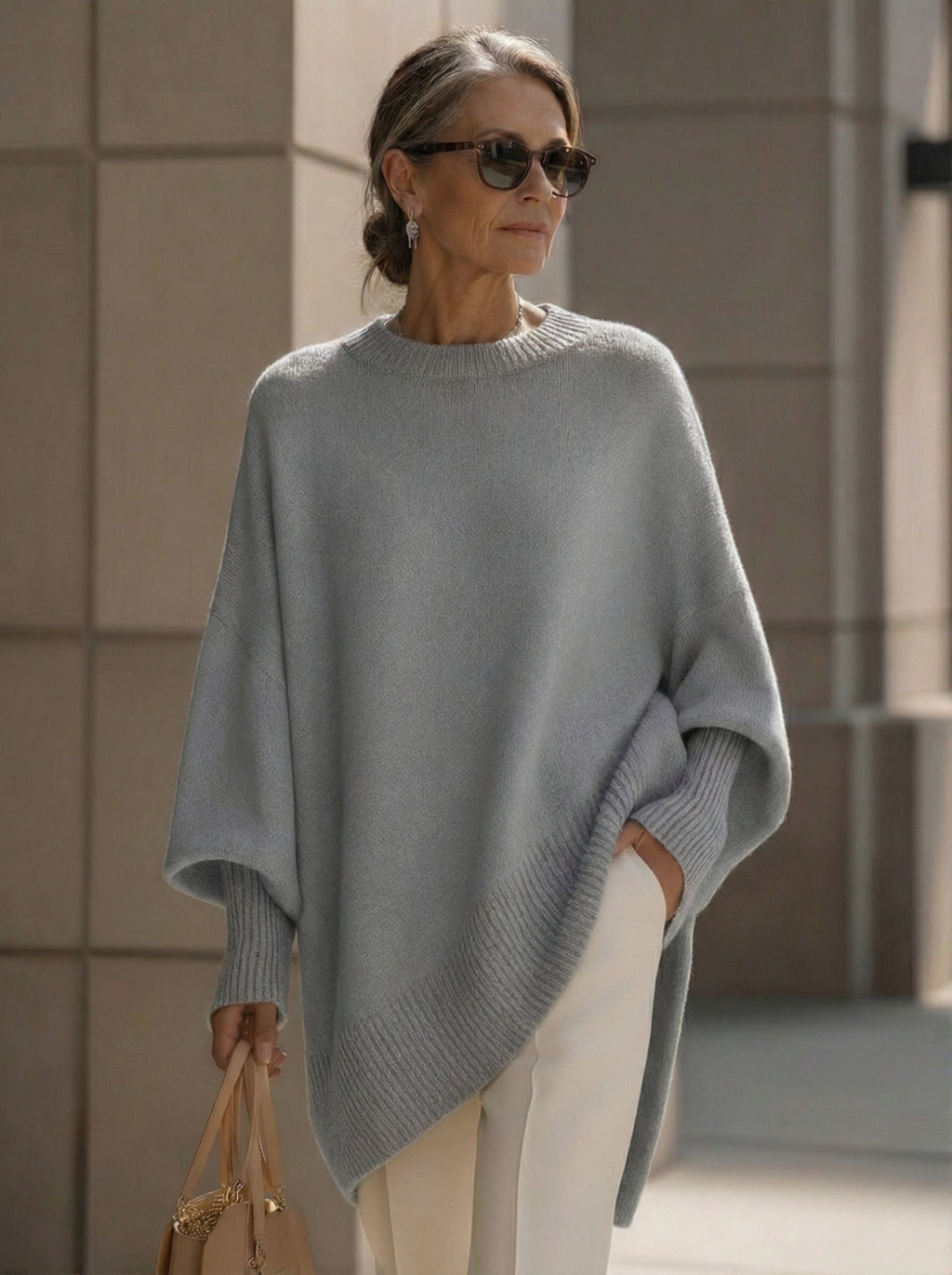 Rowan | Women's Elegant Oversized Knit Poncho Jumper