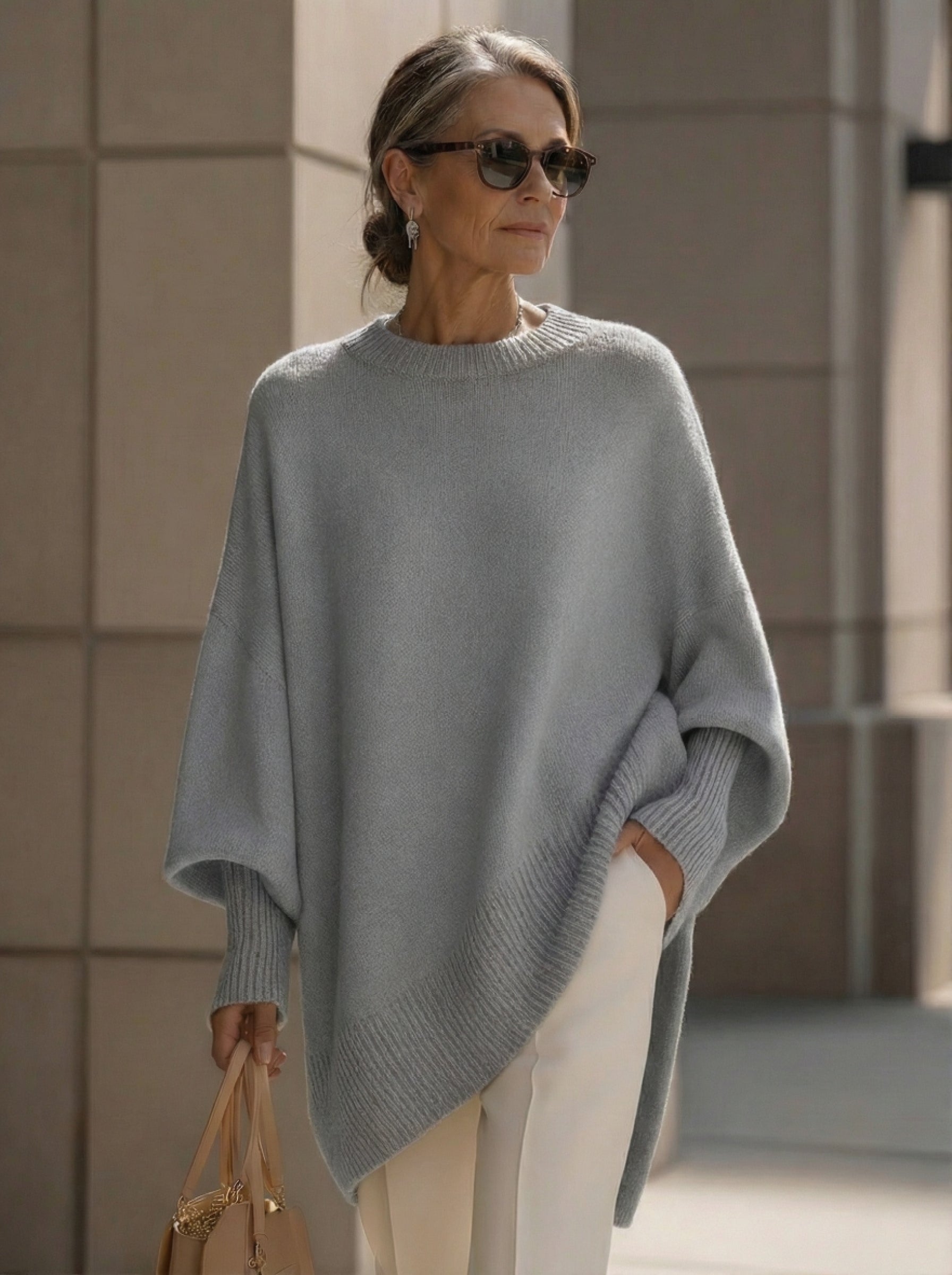 Rowan | Women's Elegant Oversized Knit Poncho Jumper