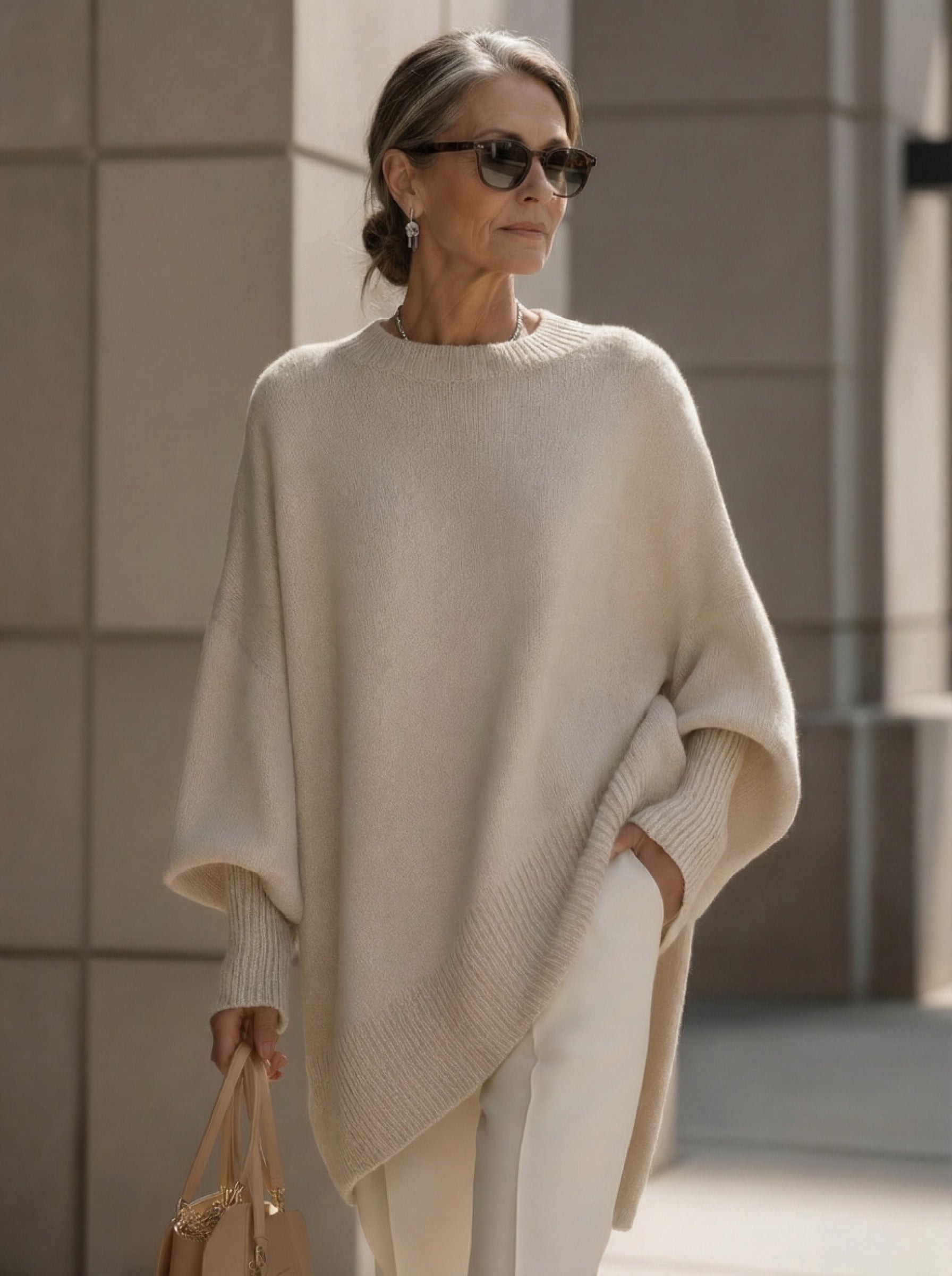 Rowan | Women's Elegant Oversized Knit Poncho Jumper