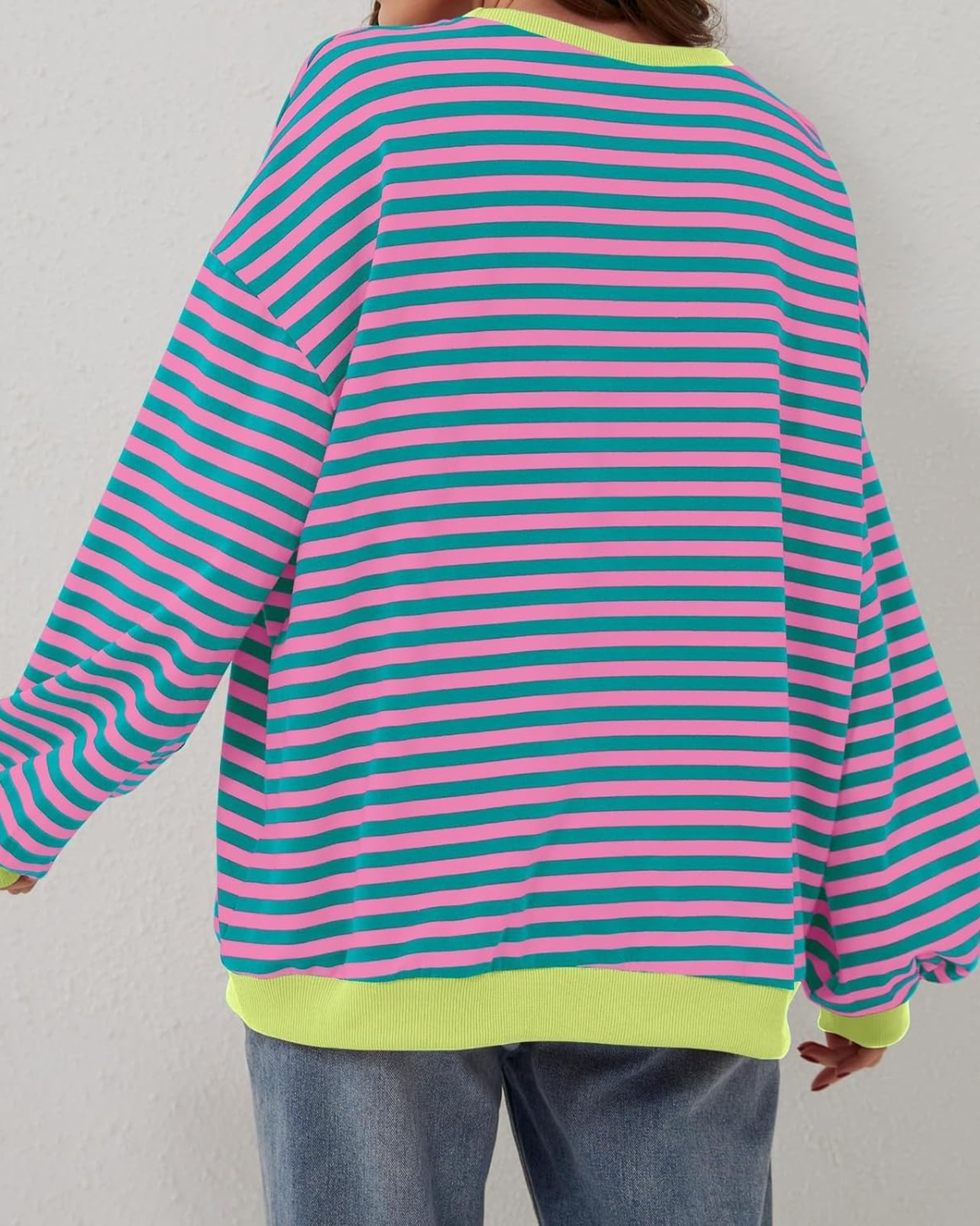 Idris | Women's Bold Striped Sweatshirt with Neon Accents