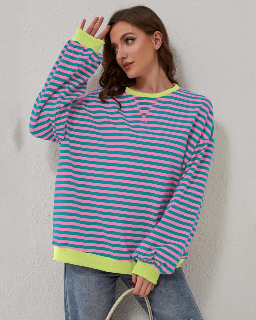Idris | Women's Bold Striped Sweatshirt with Neon Accents
