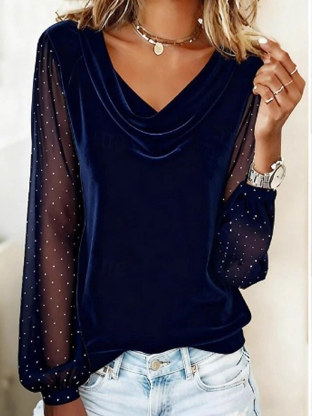 Celeste | Women's Elegant Evening Blouse with Sheer Sleeves