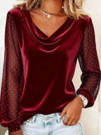 Celeste | Women's Elegant Evening Blouse with Sheer Sleeves