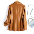 Soren | Women's Elegant Leather Blazer with Single Button Closure