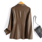 Soren | Women's Elegant Leather Blazer with Single Button Closure