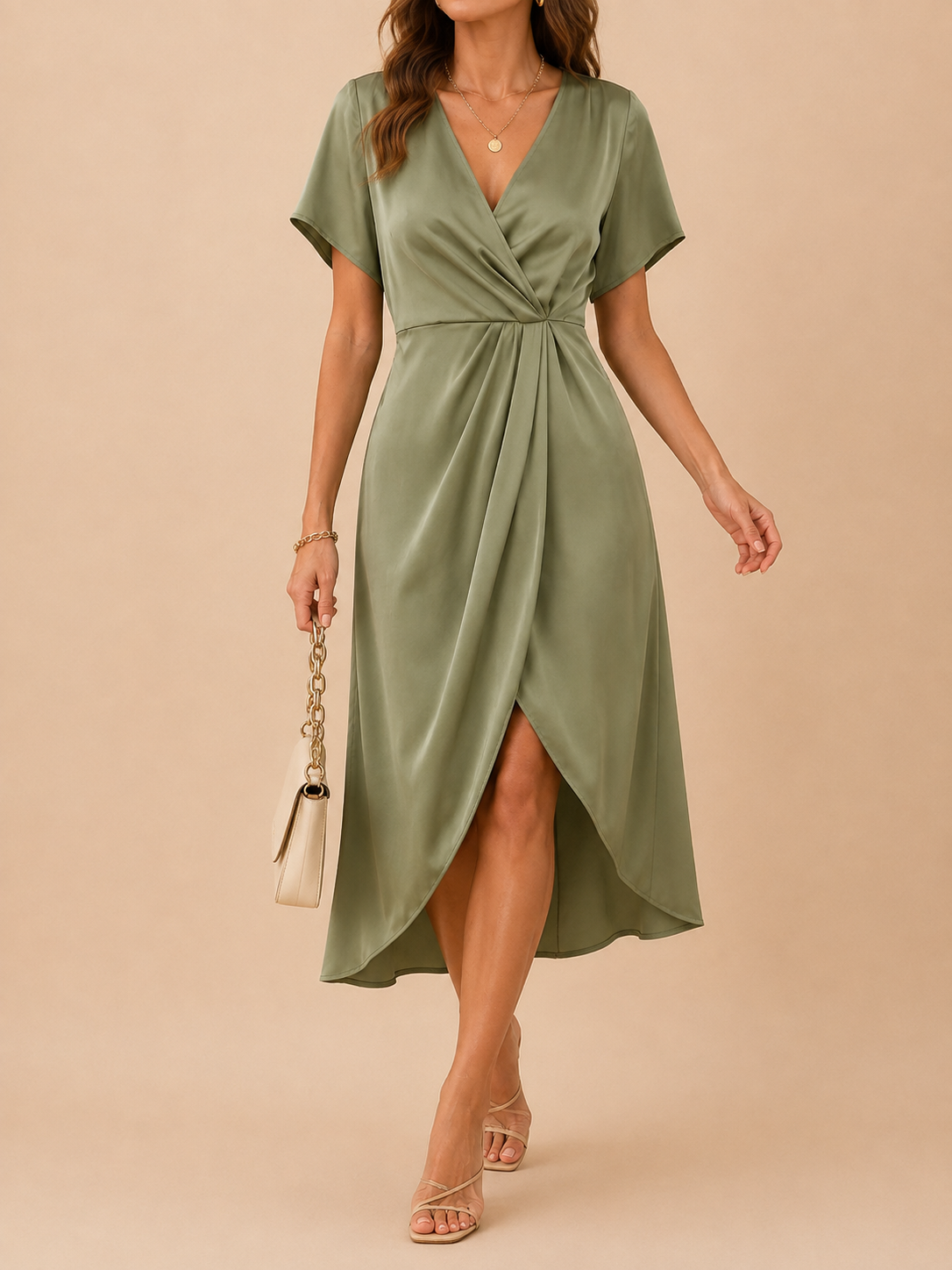 Lennox | Women's Elegant Midi Dress with Wrap Detail