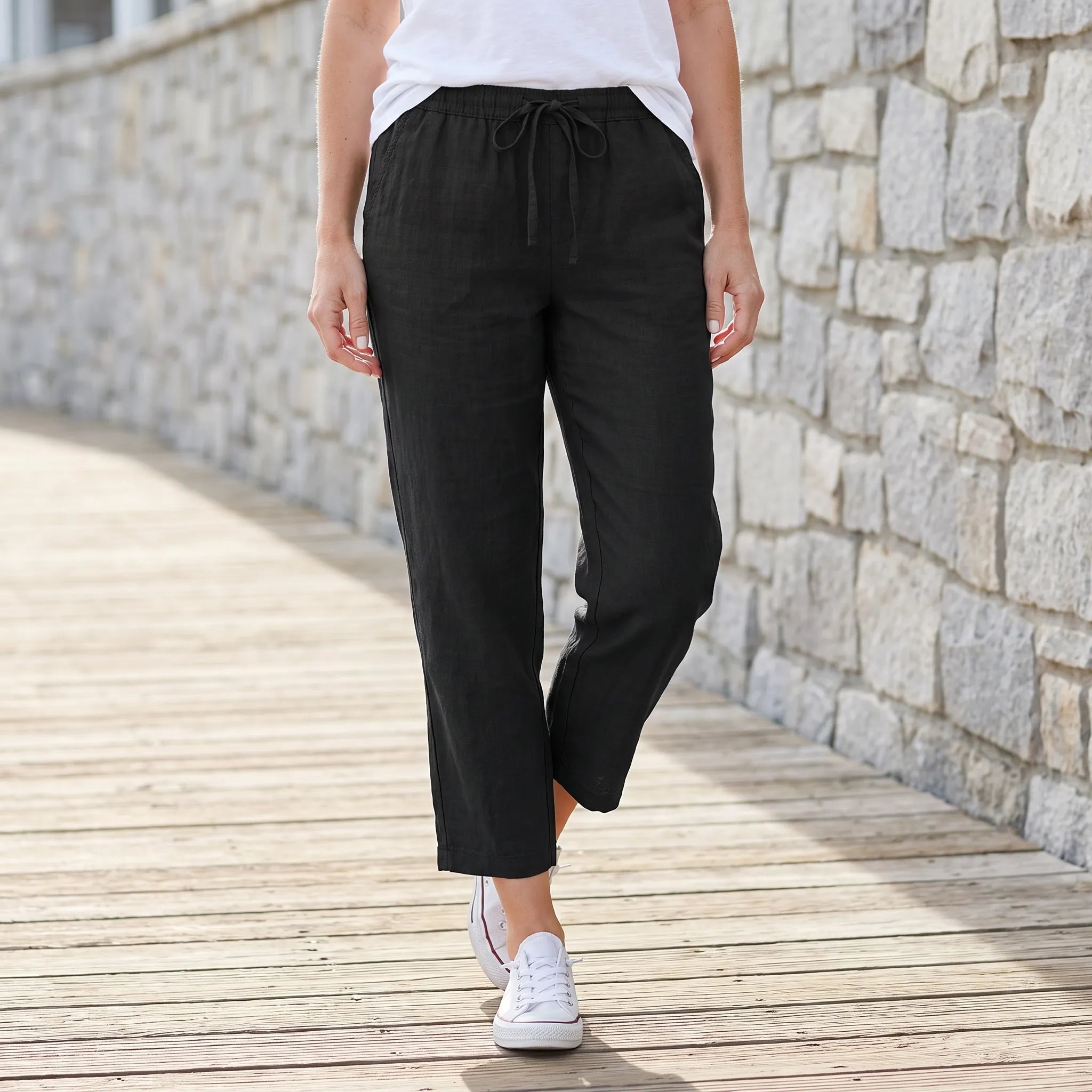 Aerolyn - High-Waisted Cropped Chino Trousers