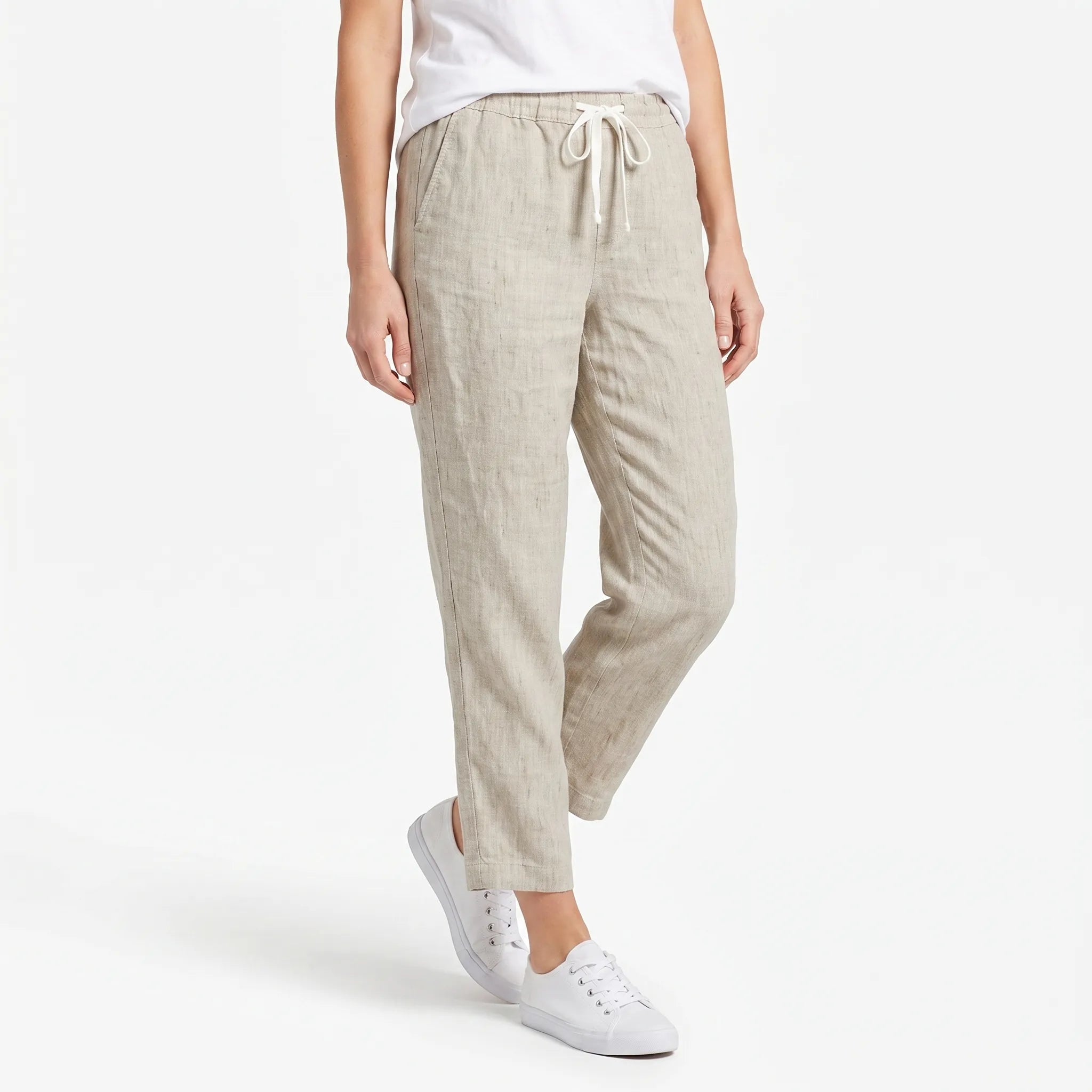 Aerolyn - High-Waisted Cropped Chino Trousers