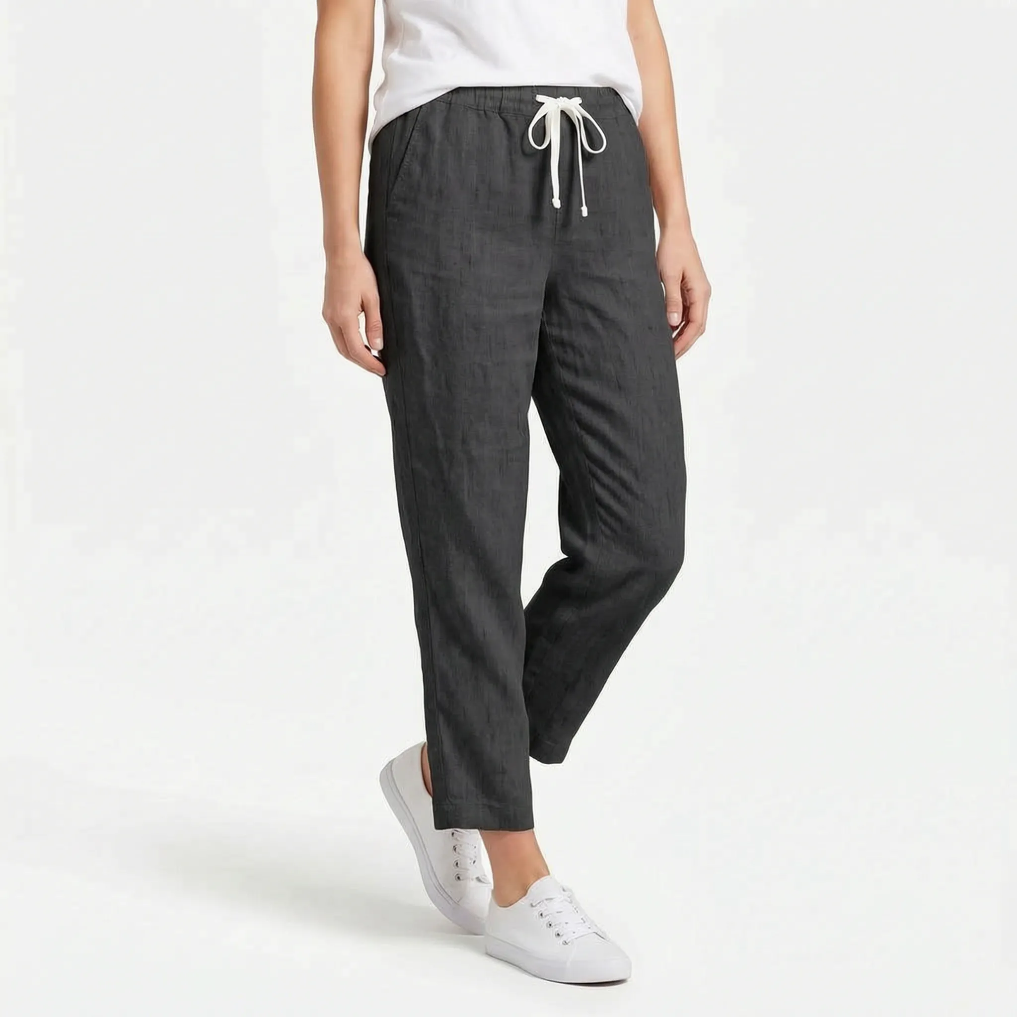 Aerolyn - High-Waisted Cropped Chino Trousers