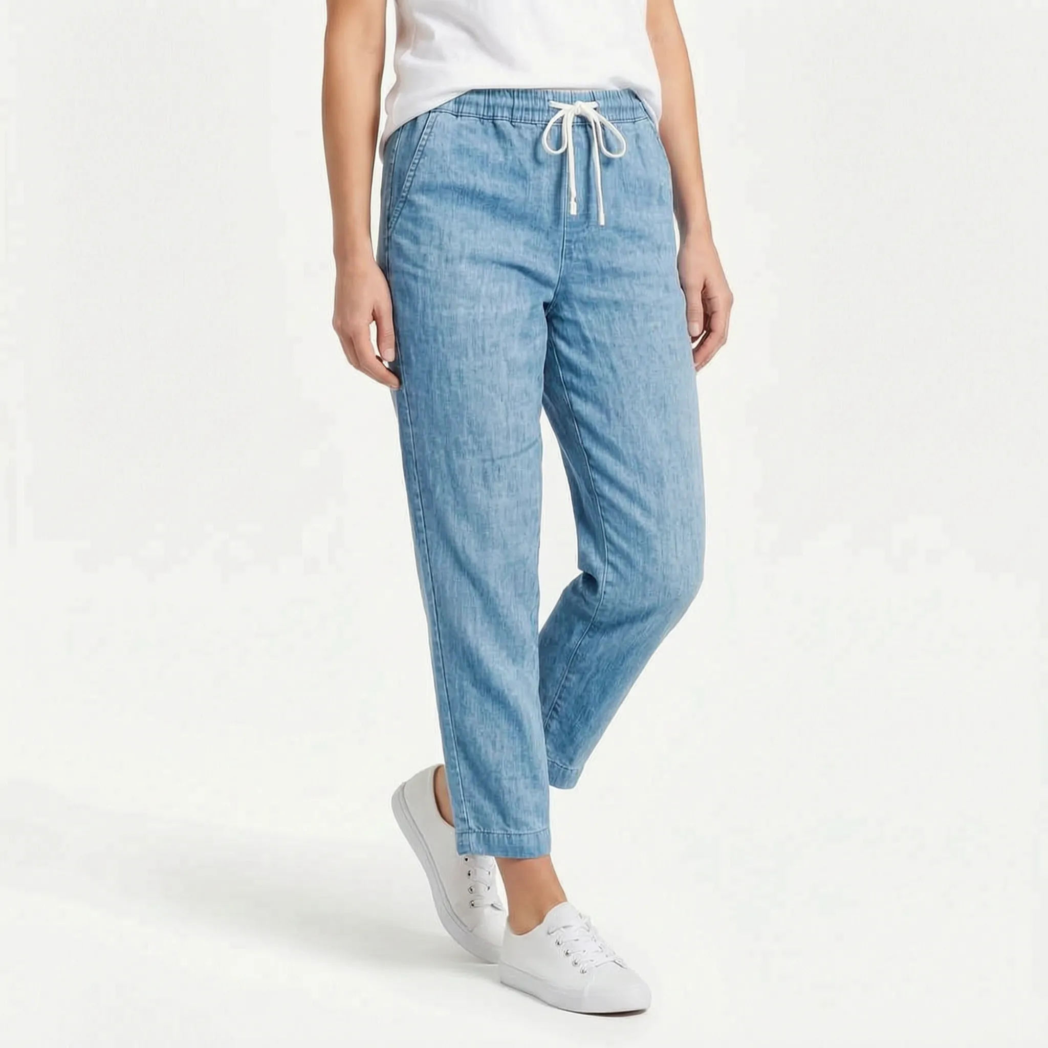 Aerolyn - High-Waisted Cropped Chino Trousers