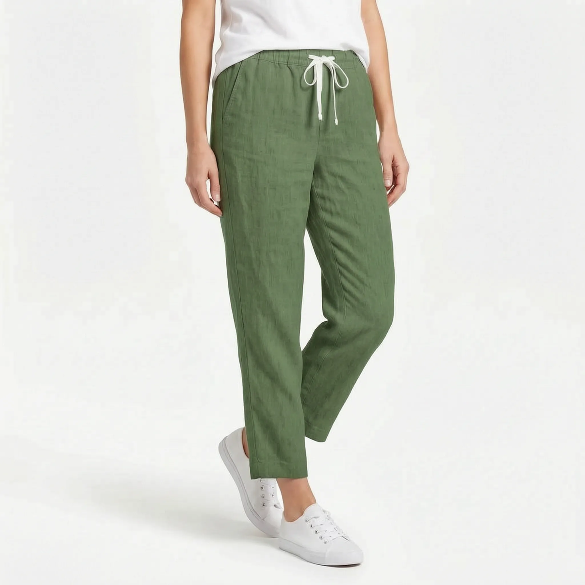 Aerolyn - High-Waisted Cropped Chino Trousers