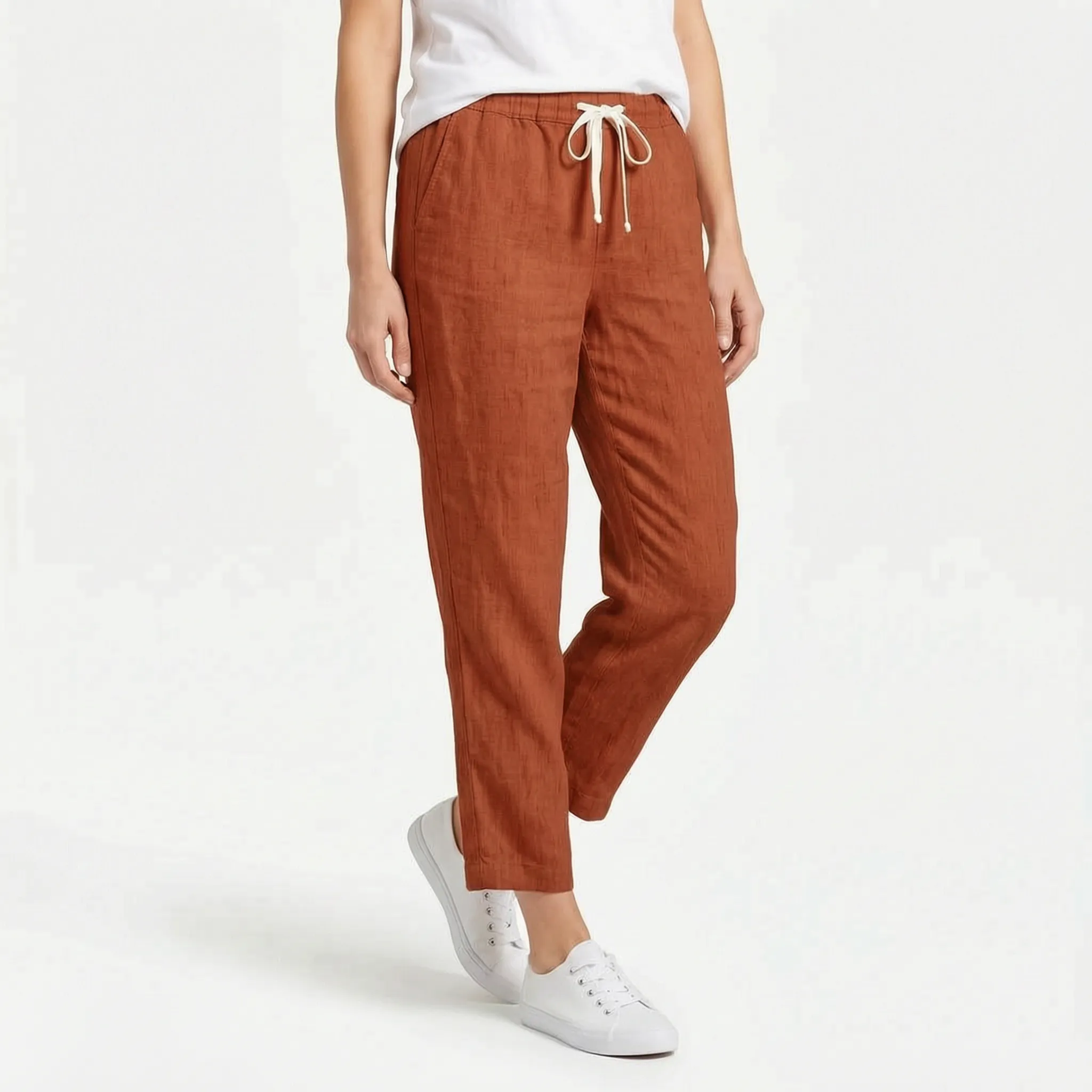 Aerolyn - High-Waisted Cropped Chino Trousers
