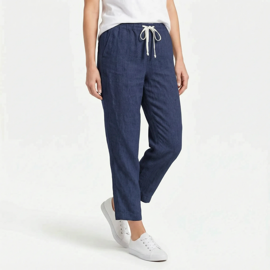 Aerolyn - High-Waisted Cropped Chino Trousers