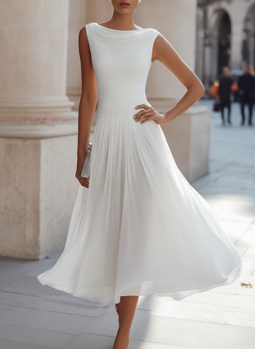Elara | Women's Elegant Pleated Midi Dress