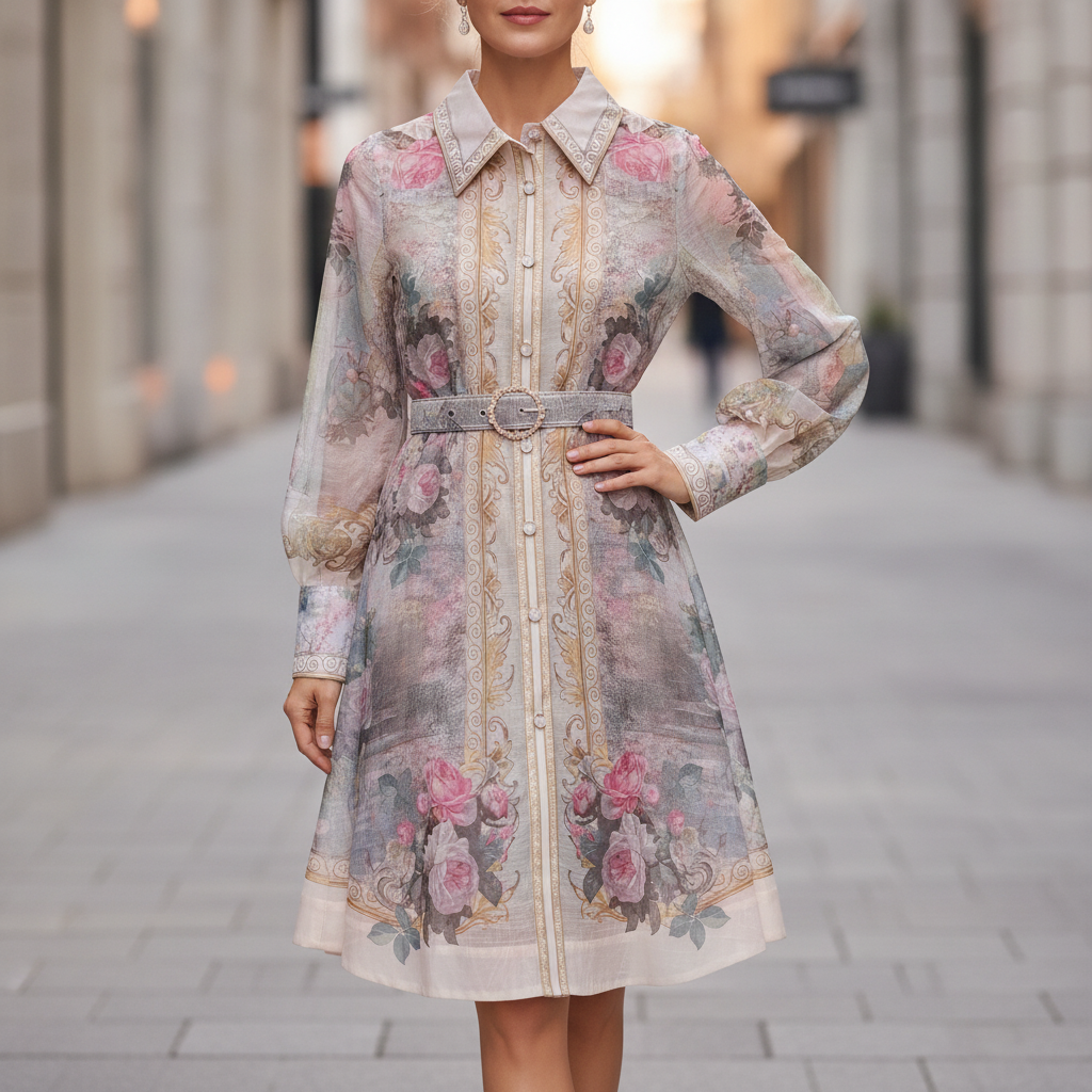 Marlowe | Women's Elegant Floral Long Sleeve Dress