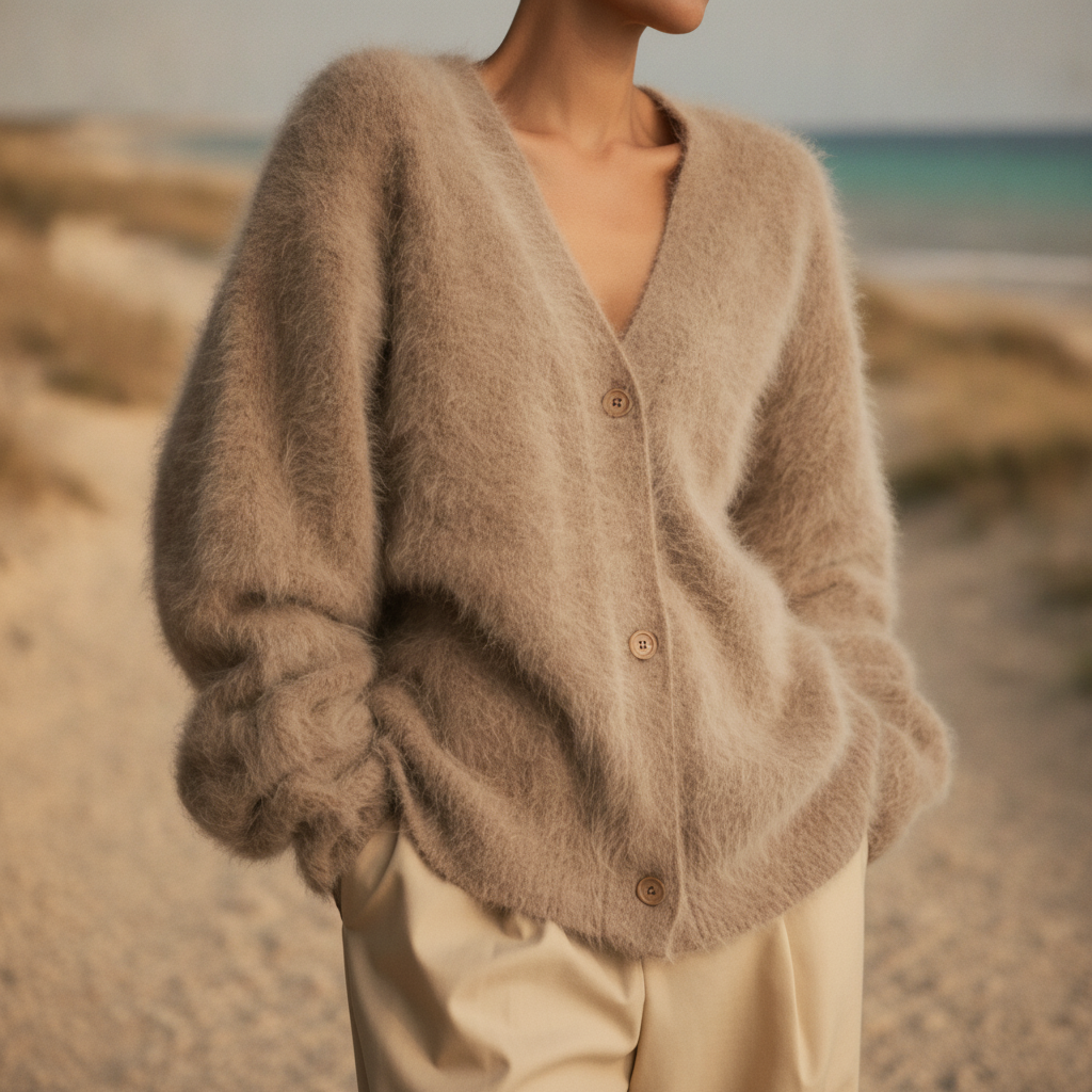 Mette | Women's Cozy Knit Cardigan in Fluffy Texture
