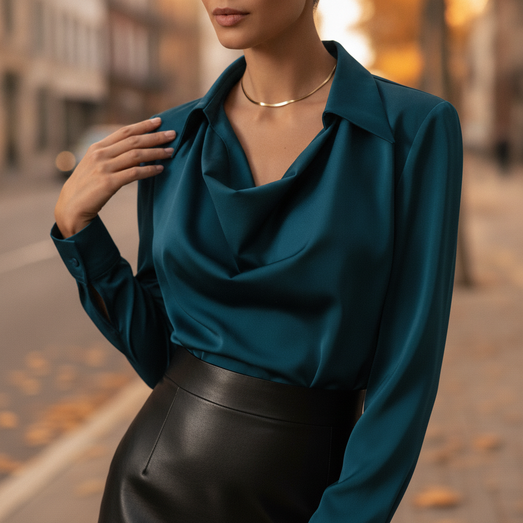Elara | Women's Draped Neckline Blouse