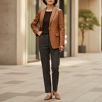 Soren | Women's Elegant Leather Blazer with Single Button Closure