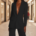 Dahlia | Women's Elegant Plunging Blazer Set