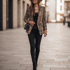 Ophelia | Women's Cozy Chic Tweed Blazer with Gold Button Detail
