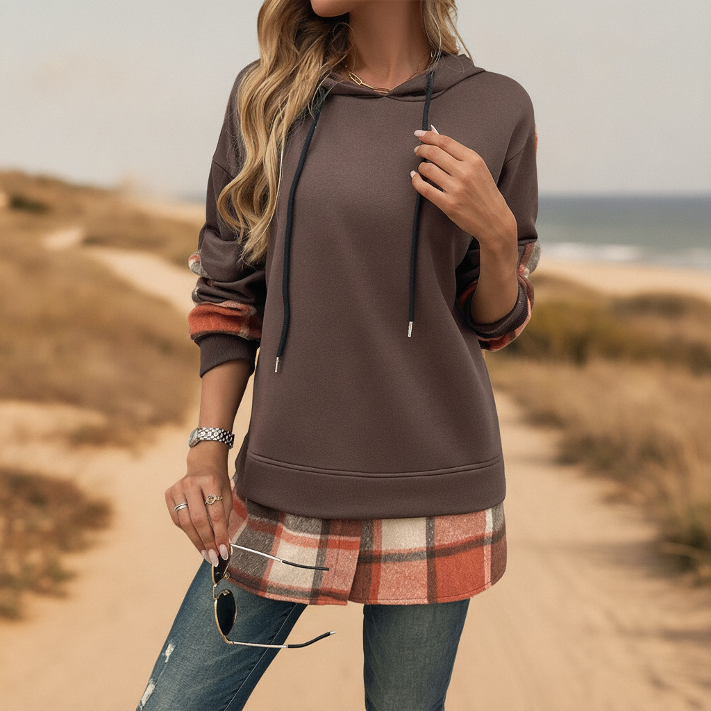 Soren | Women's Oversized Plaid Hoodie with Layered Look