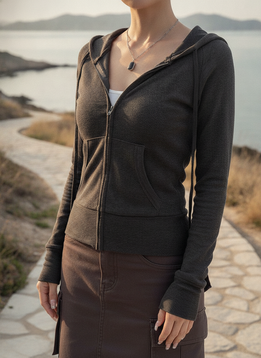 Selene | Women's Zipped Hoodie with Pocket Detail