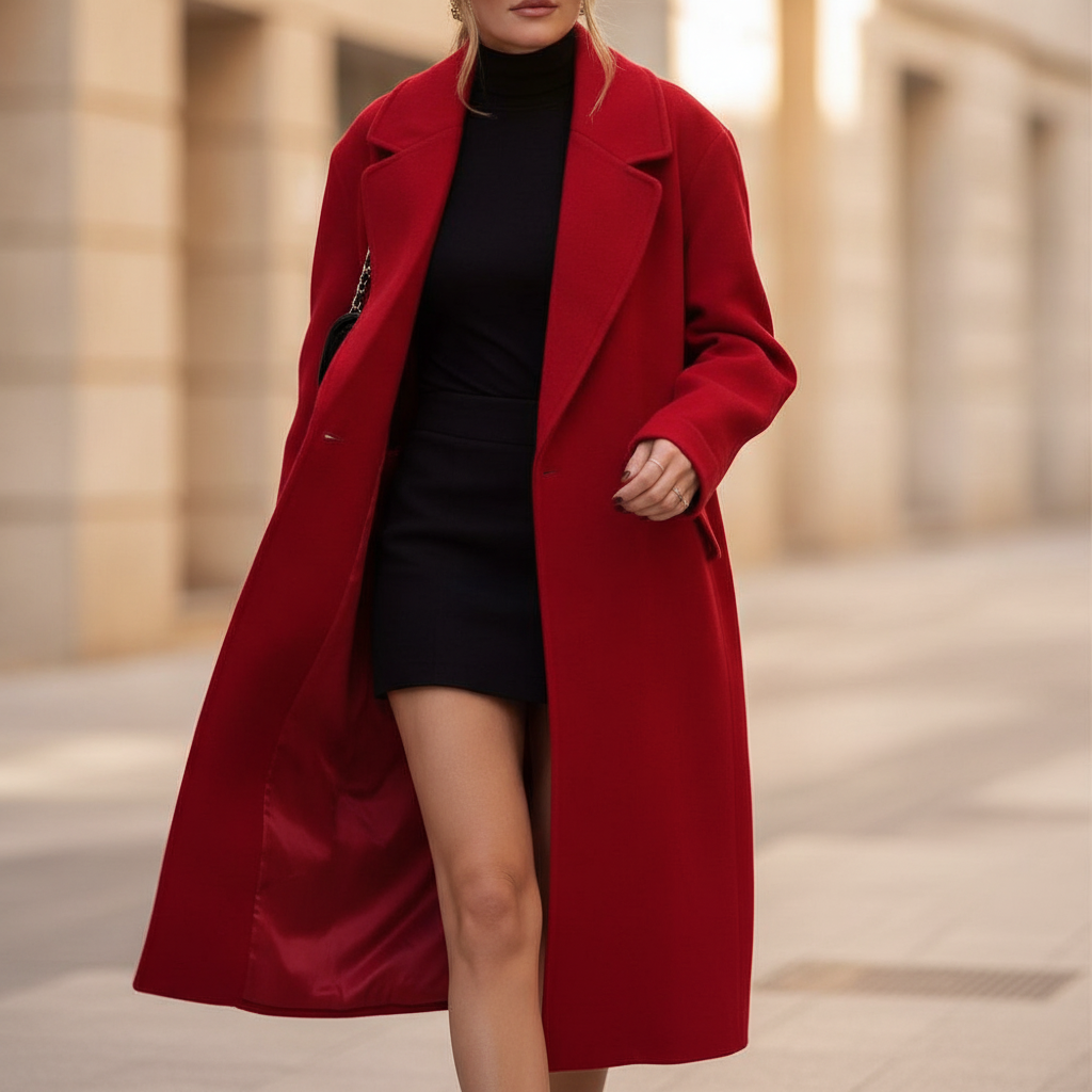 Wren | Women's Chic Double-Breasted Red Coat