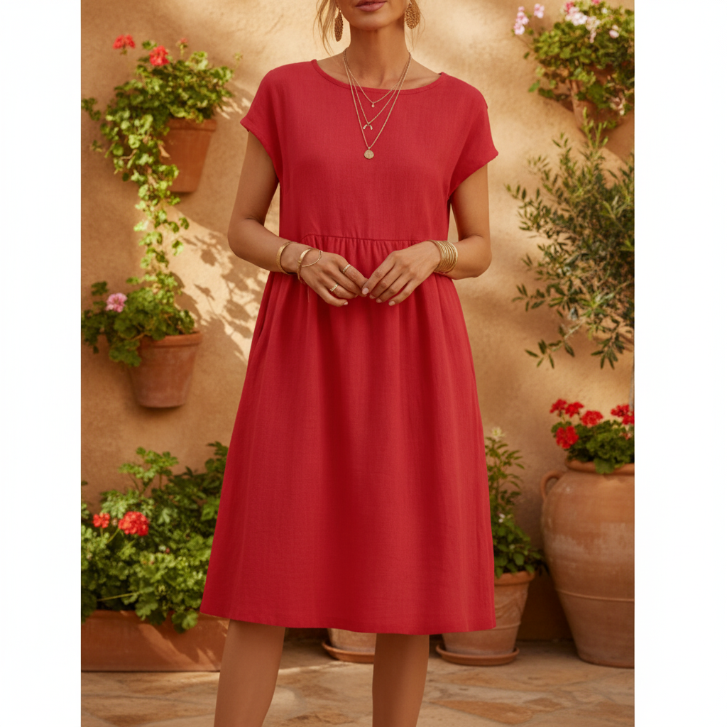 Rhea | Women's Casual Midi Dress with Pockets