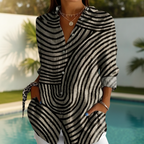 Zadie | Women's Abstract Summer Blouse with Button-Up Detail