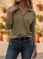 Laurel | Women's Collar Zip Long Sleeve Top
